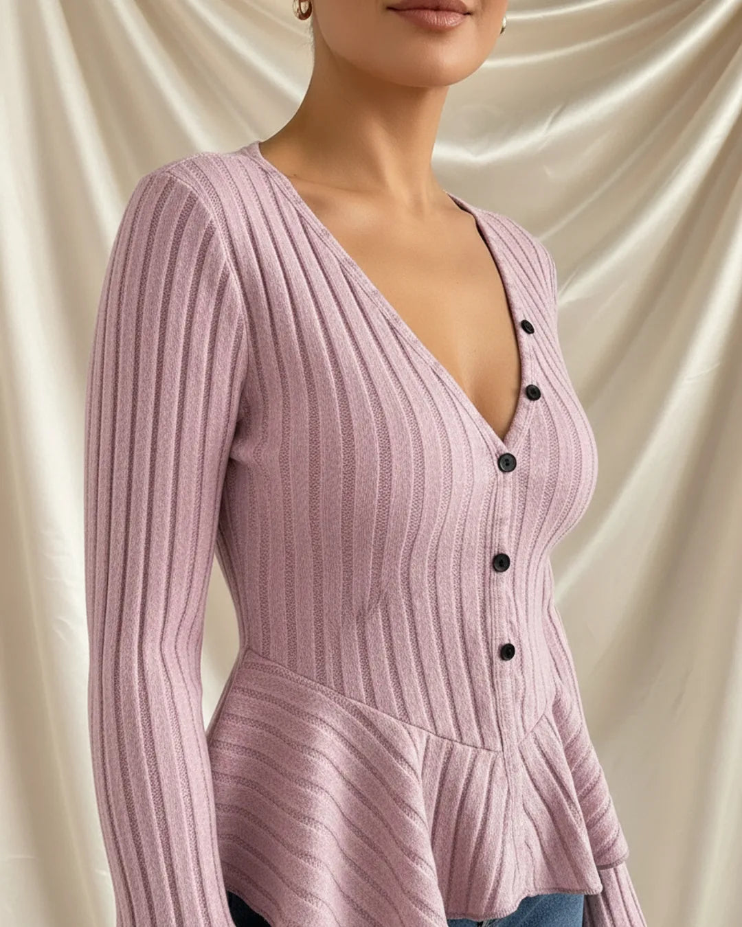 Léa Ruffled Peplum Knit Blouse
