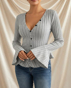 Léa Ruffled Peplum Knit Blouse