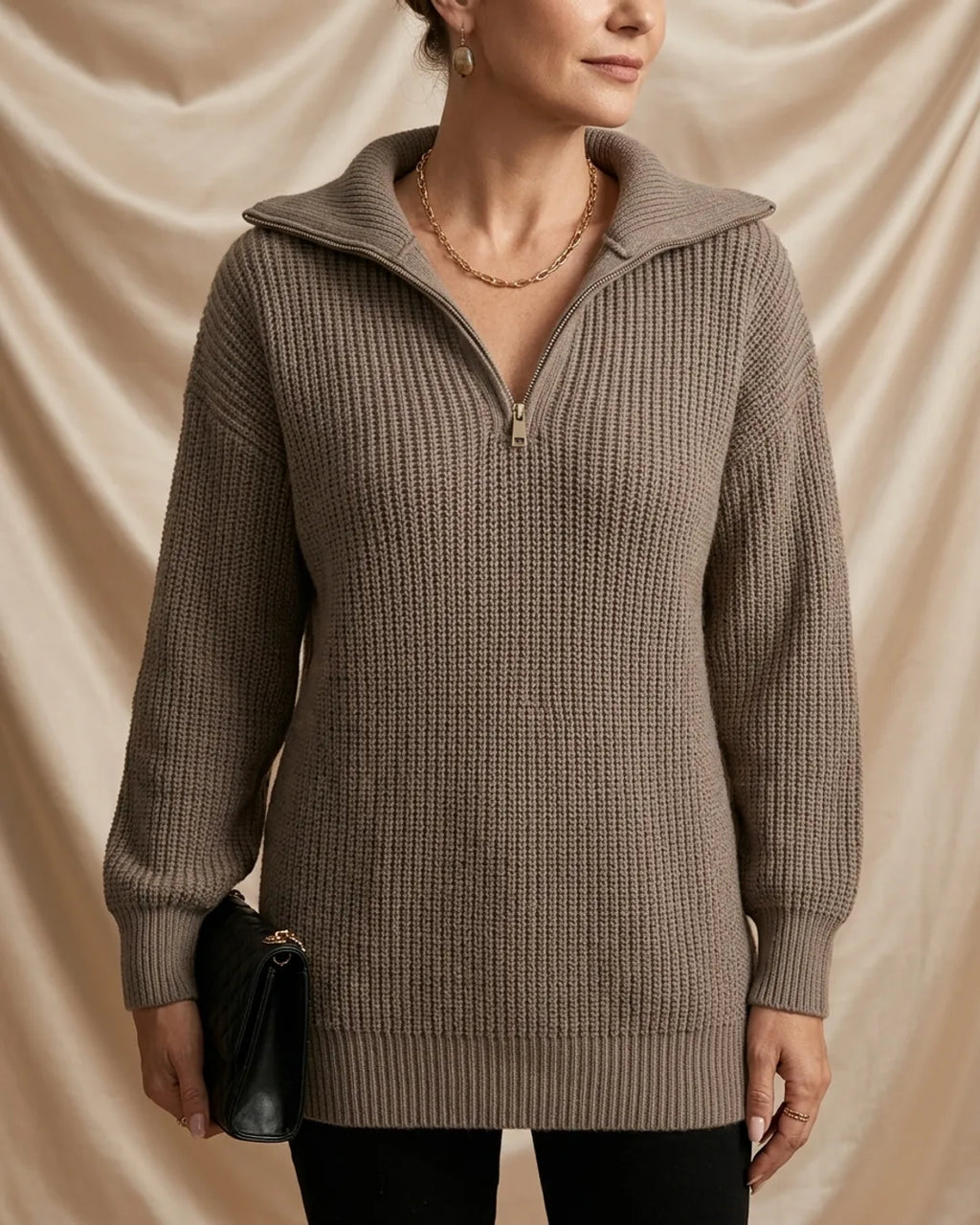 Léa Quarter-Zip Knit Pullover