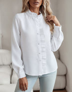 Léa Ruffled Stand Collar Blouse