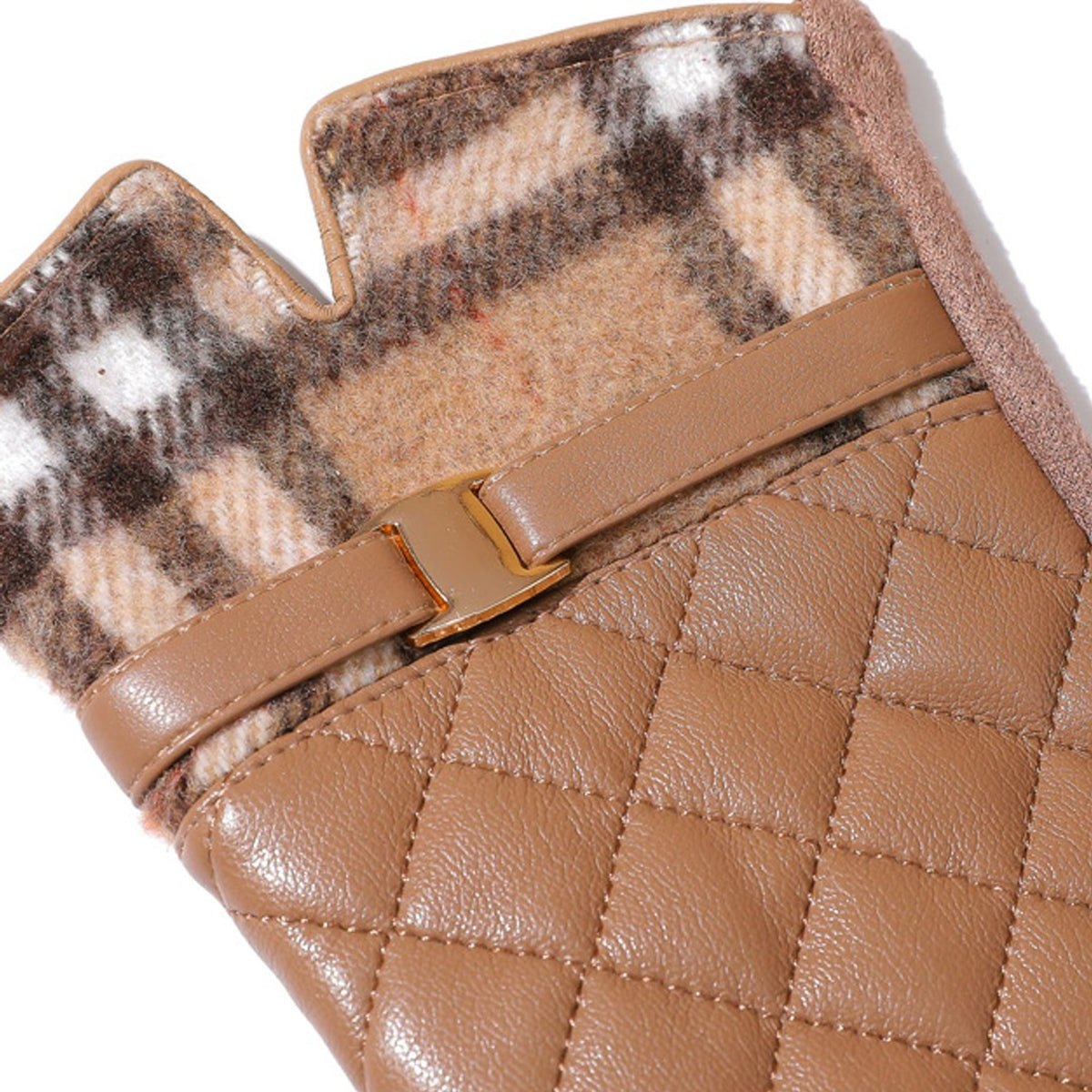Penelope Plaid Trim Winter Gloves