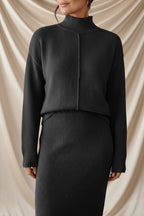 Léa Elegant Knit Turtleneck & Midi Skirt Co-Ord