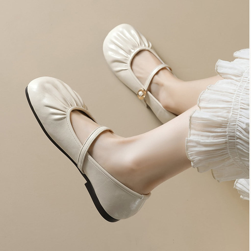 Élise Soft Sole Scrunched Mary Jane Ballet Flats