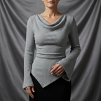 Léa Draped Neck Ribbed Sweater