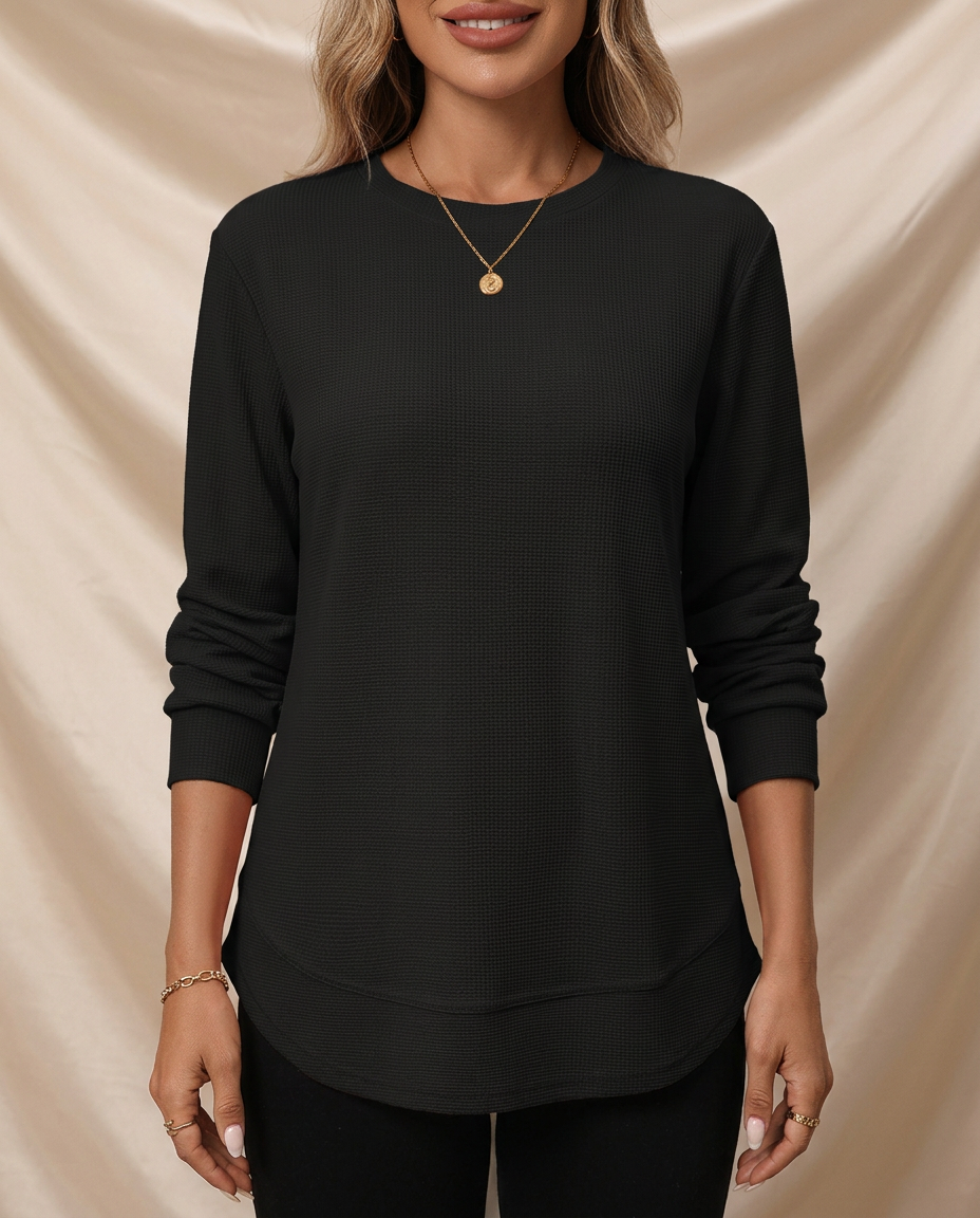 Penelope Waffle Knit Long Sleeve Top