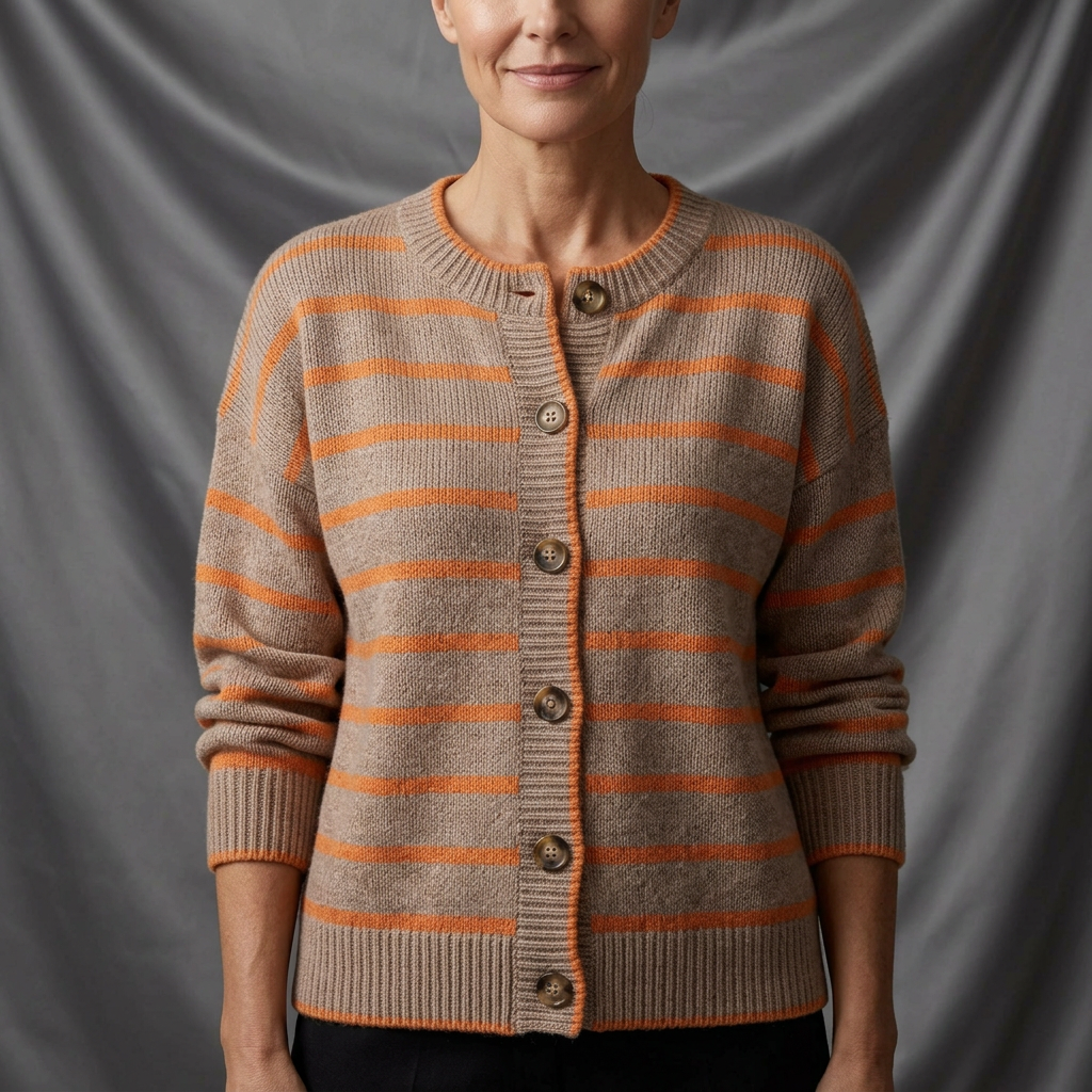 Penelope Striped Button-Front Relaxed Cardigan