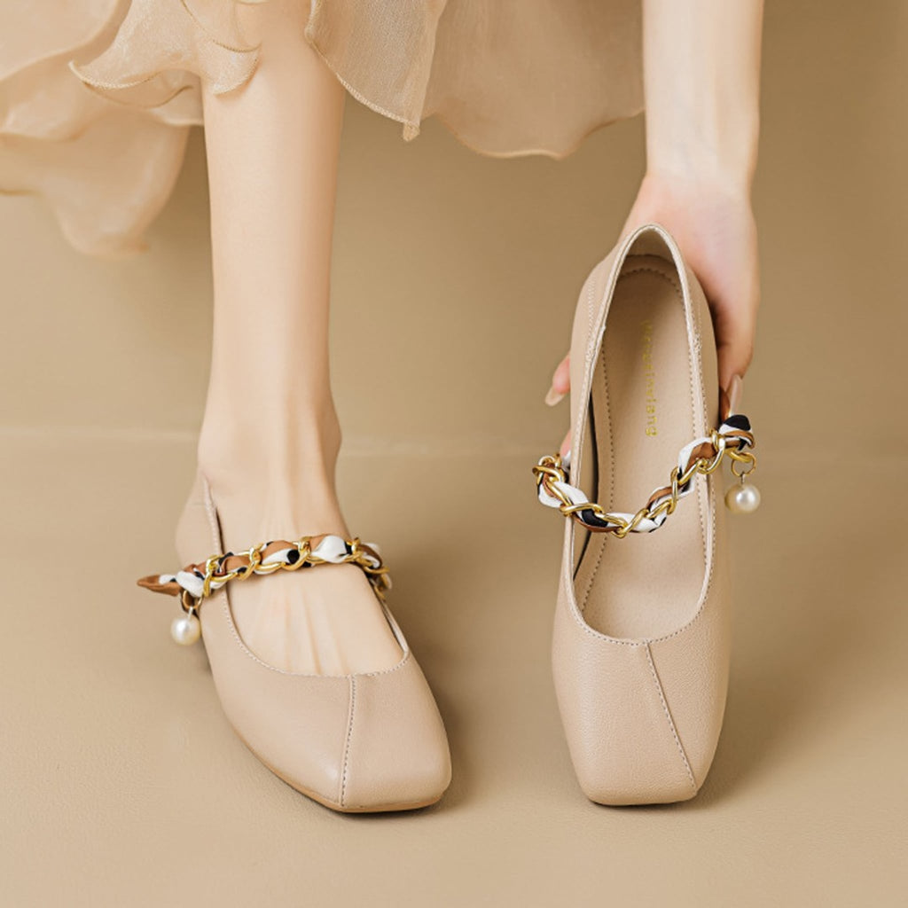 Élise French Scarved Square Toe Mary Jane Flats