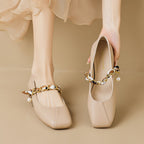 Élise French Scarved Square Toe Mary Jane Flats