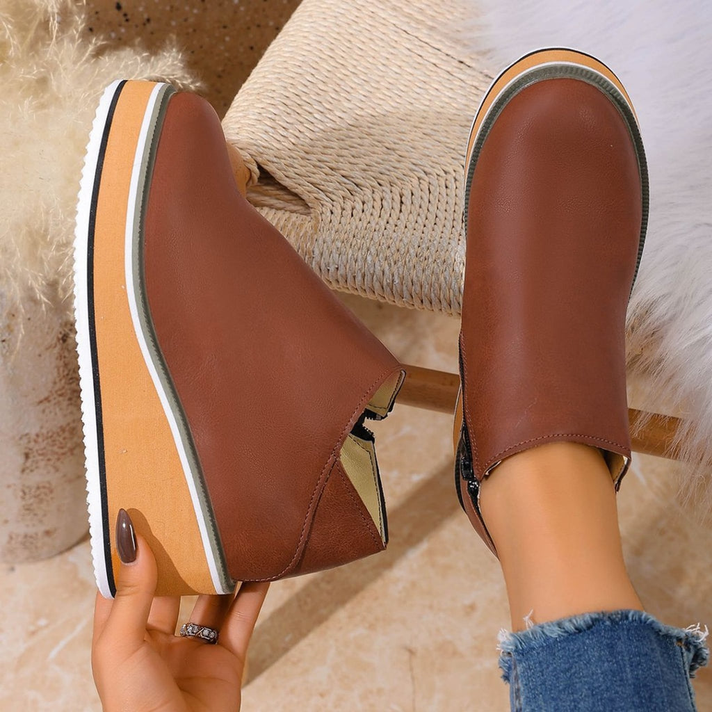 Alessia Winter Platform Side Zipper Booties
