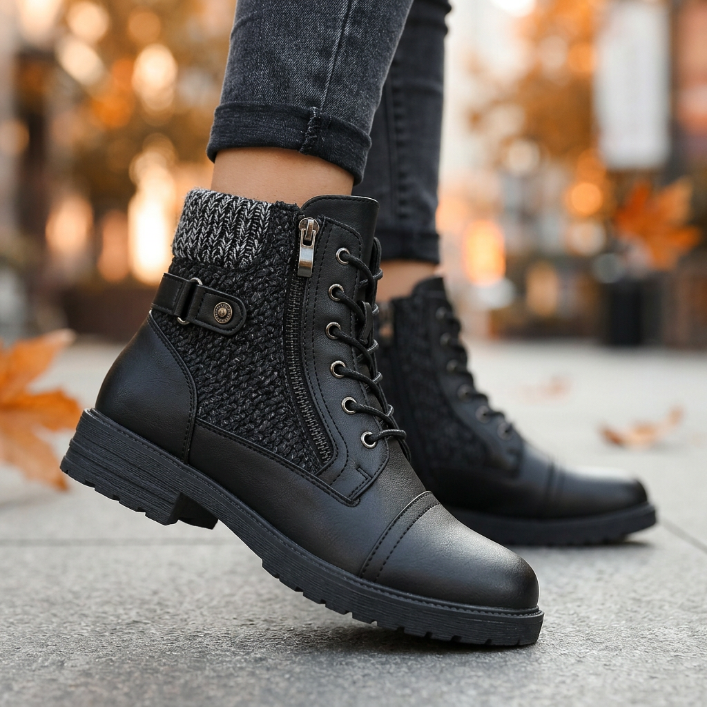 Élise Cozy Knit Collar Zip-Up Boots