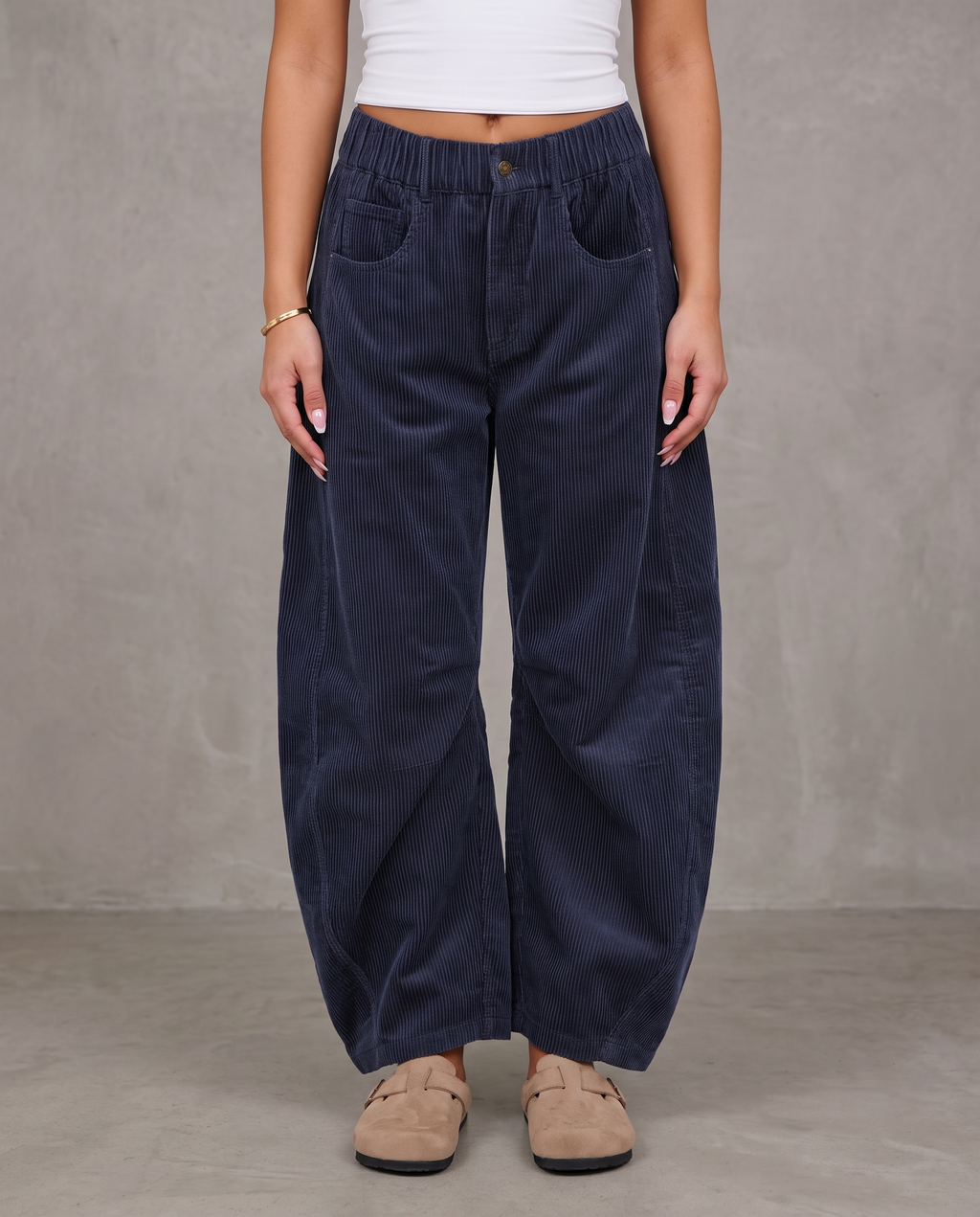 Léa Ribbed Corduroy Wide Leg Pants