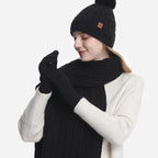 Léa Cable Knit Pom Beanie Scarf Set