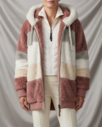 Léa Cozy Full-Zip Color Block Plush Coat