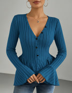 Léa Ruffled Peplum Knit Blouse