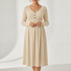 Léa Elegant Maternity V-Neck Soft Knit Dress
