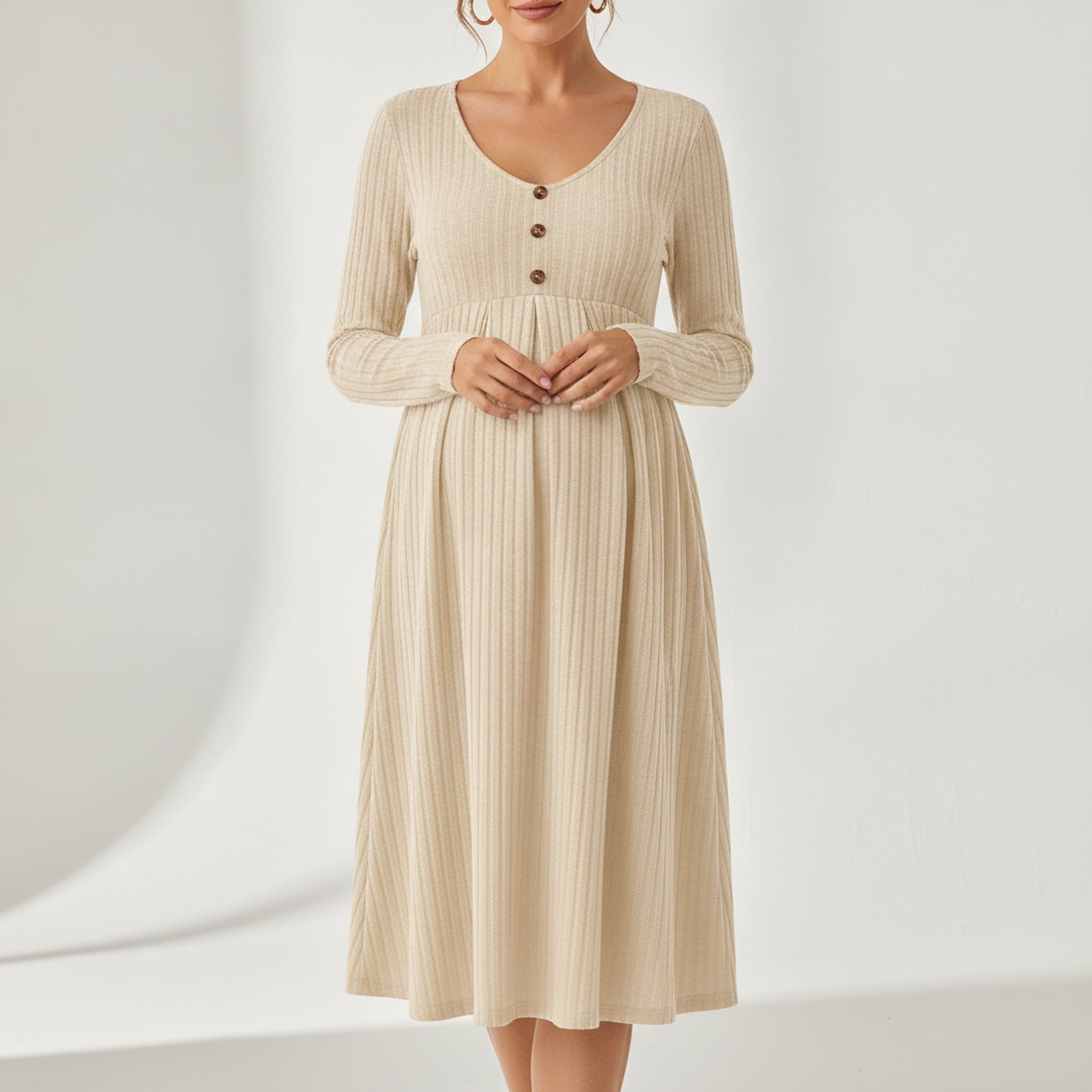 Léa Elegant Maternity V-Neck Soft Knit Dress