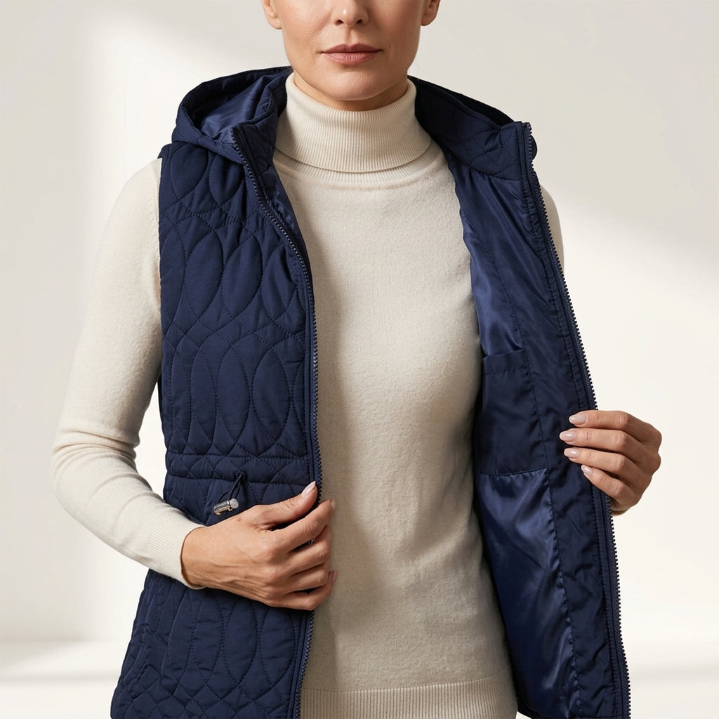 Léa Hooded Quilted Lightweight Vest Jacket