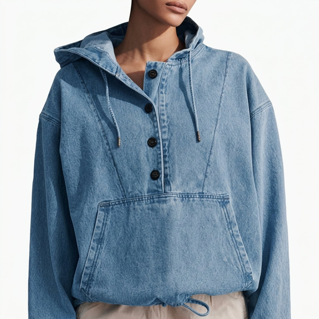 Léa Women's Oversized Denim Hoodie Jacket