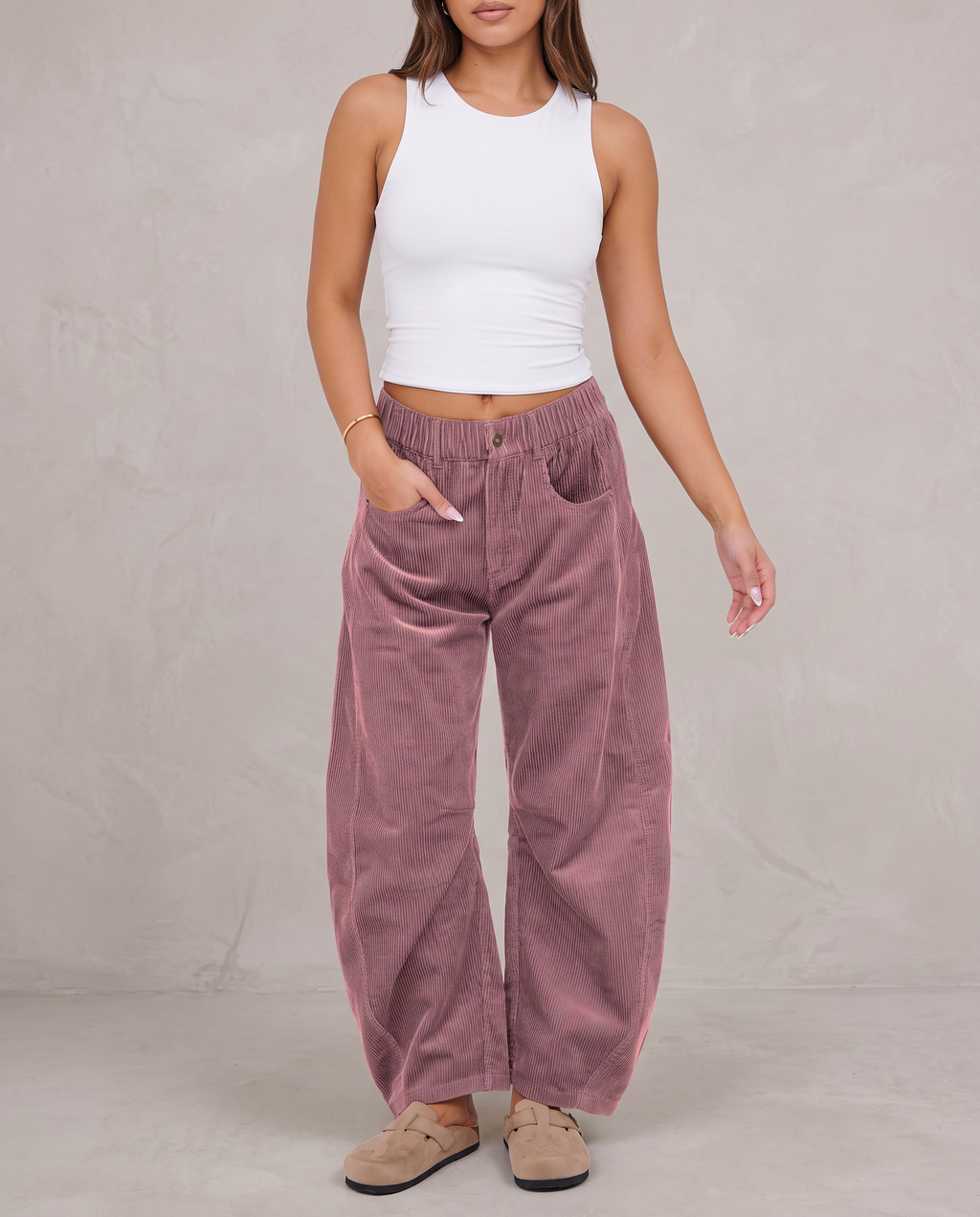 Léa Ribbed Corduroy Wide Leg Pants