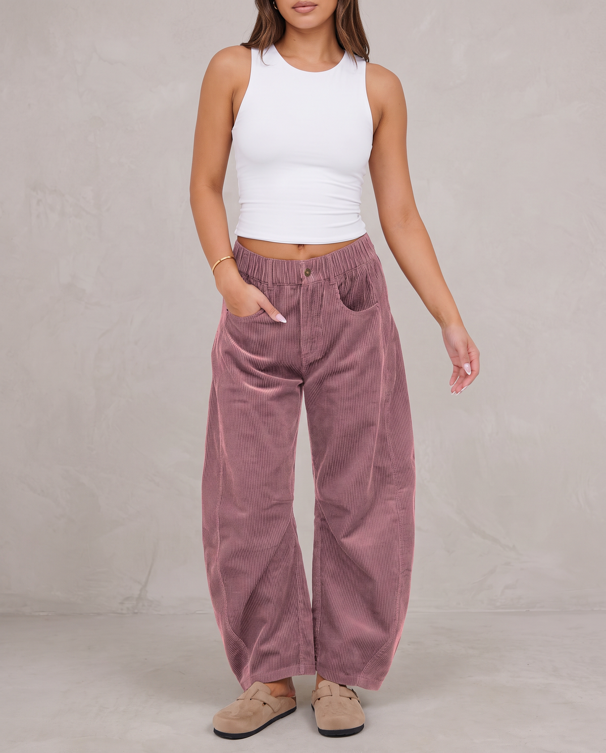 Léa Ribbed Corduroy Wide Leg Pants