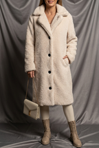 Léa Luxe Plush Lapel Long Coat