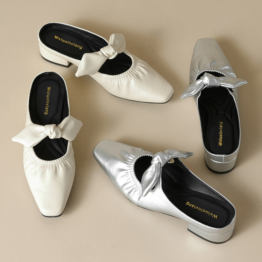 Élise Scrunched Bow Slip-On Mules