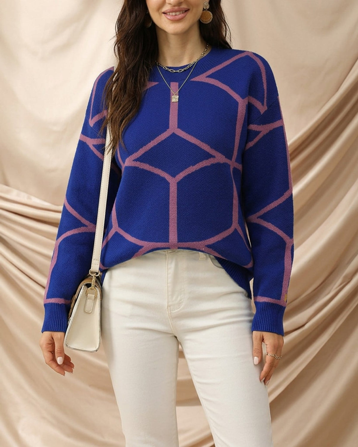 Léa Abstract Geometric Knit Pullover