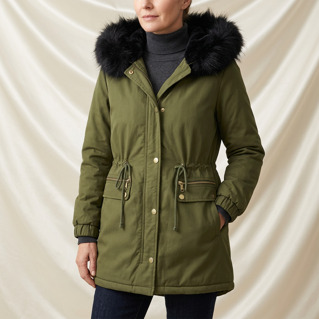 Léa Faux Fur Hooded Cinched Waist Parka