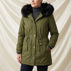 Léa Faux Fur Hooded Cinched Waist Parka