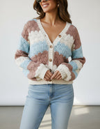 Léa Color Block Cardigan Button-Up Sweater