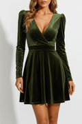 Léa Velvet V-Neck Long Sleeve A-Line Dress