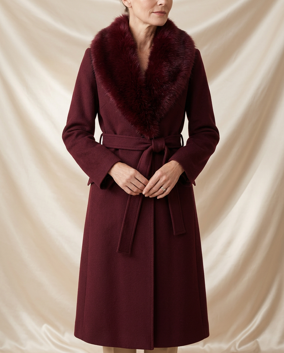 Léa Plush Faux Fur Shawl Collar Coat