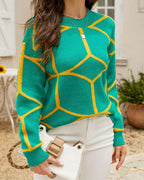 Léa Abstract Geometric Knit Pullover