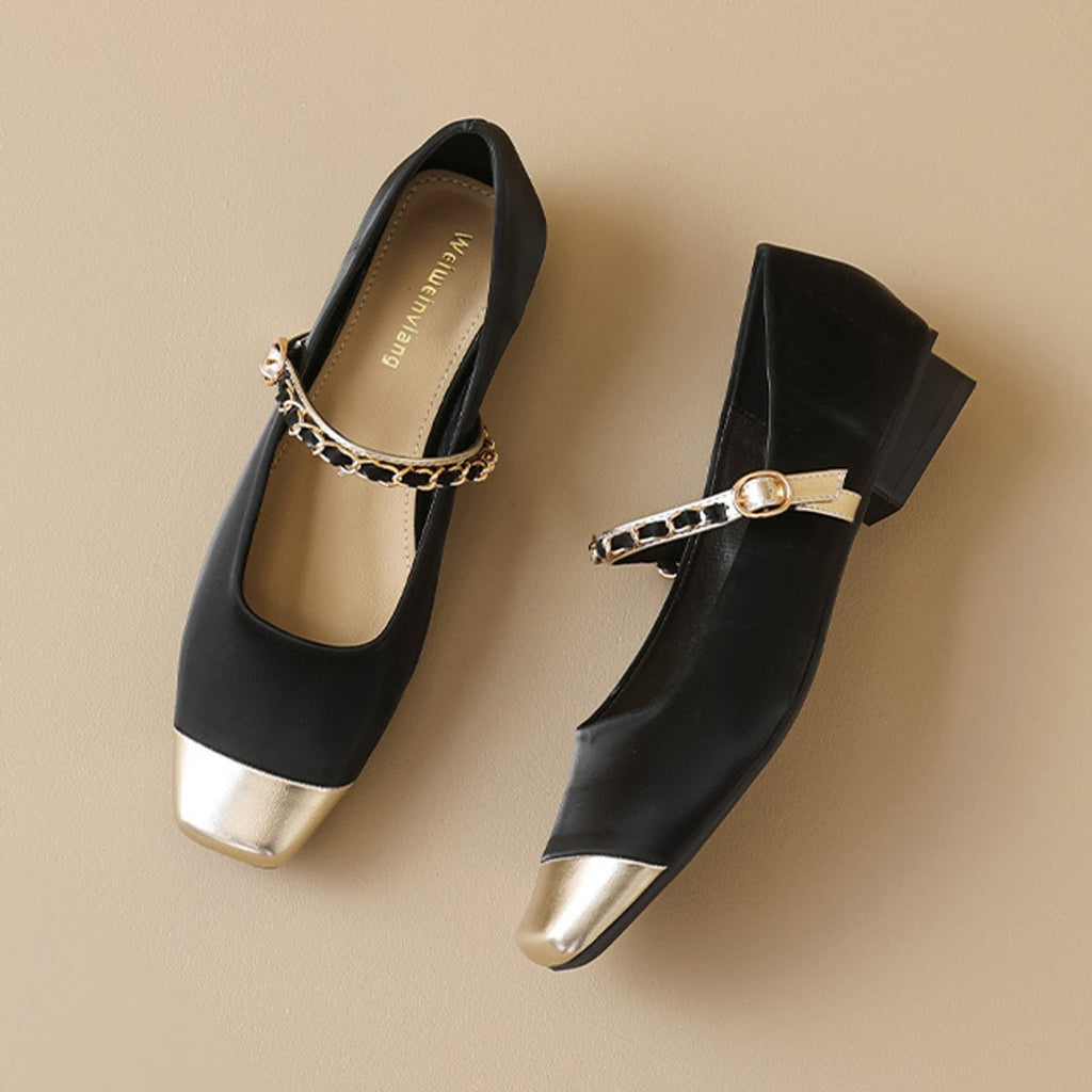 Élise French Gold Toe Mary Jane Flats