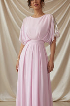 Léa Pink Floral Pleated Wedding Guest Dress