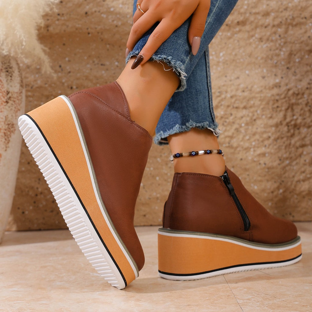 Alessia Winter Platform Side Zipper Booties