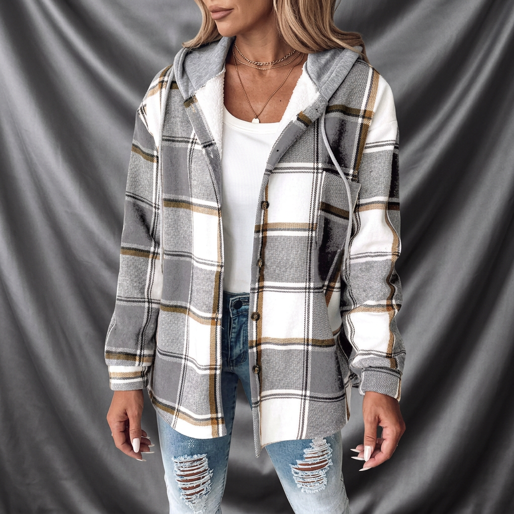 Léa Cozy Plaid Hooded Layering Jacket