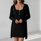 Léa Soft Knit Ribbed Cardigan & Tank Dress Set