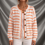 Penelope Striped Button-Front Relaxed Cardigan