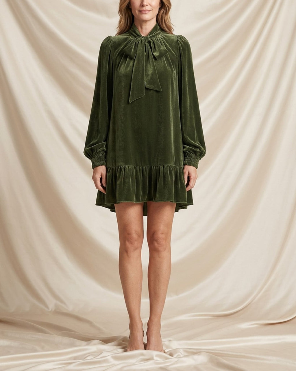 Léa Velvet Ruffle Hem Mini Dress