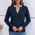 Léa Chic Lace Trim V-Neck Sweater