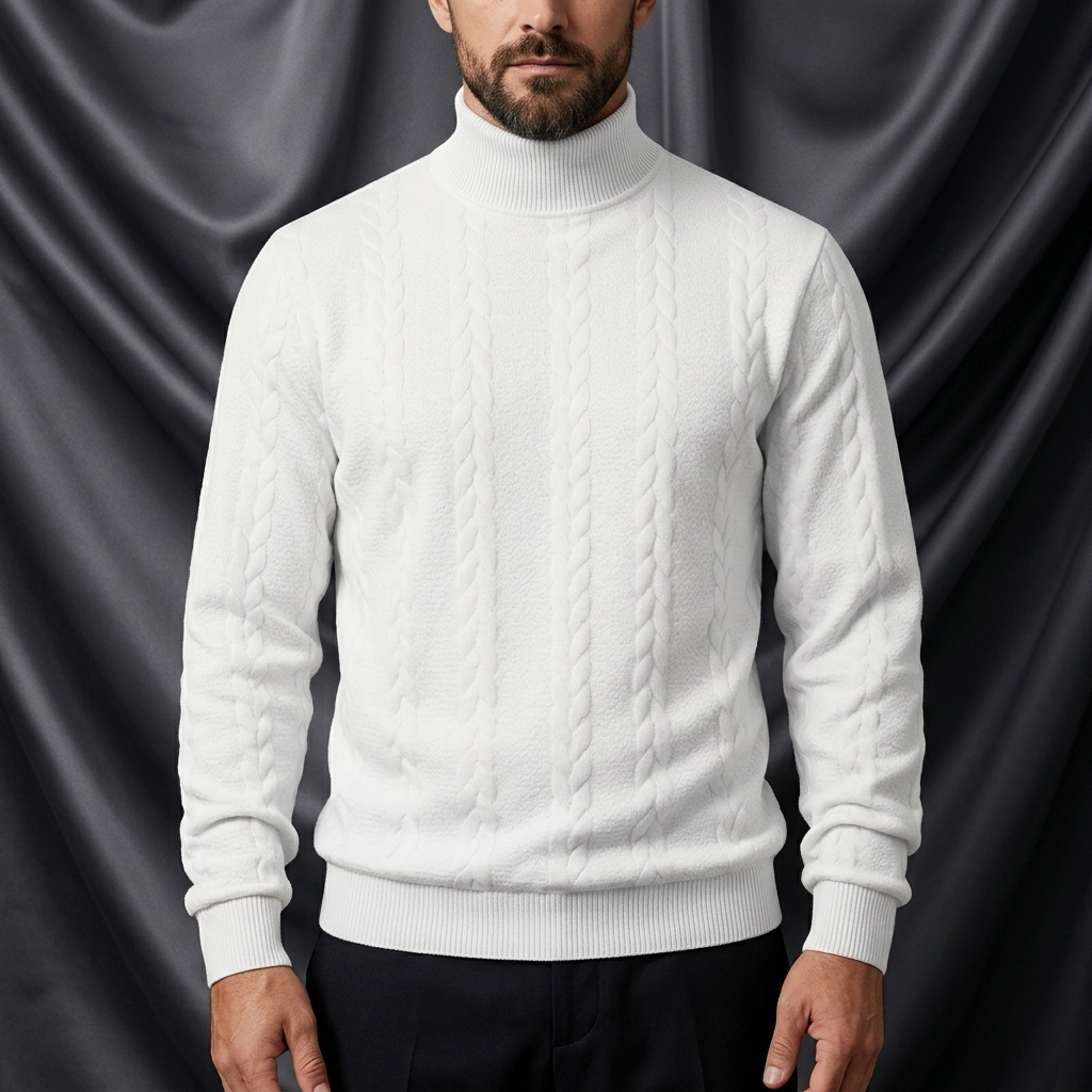Blake Holloway Jacquard Knit Mid-Collar Sweater