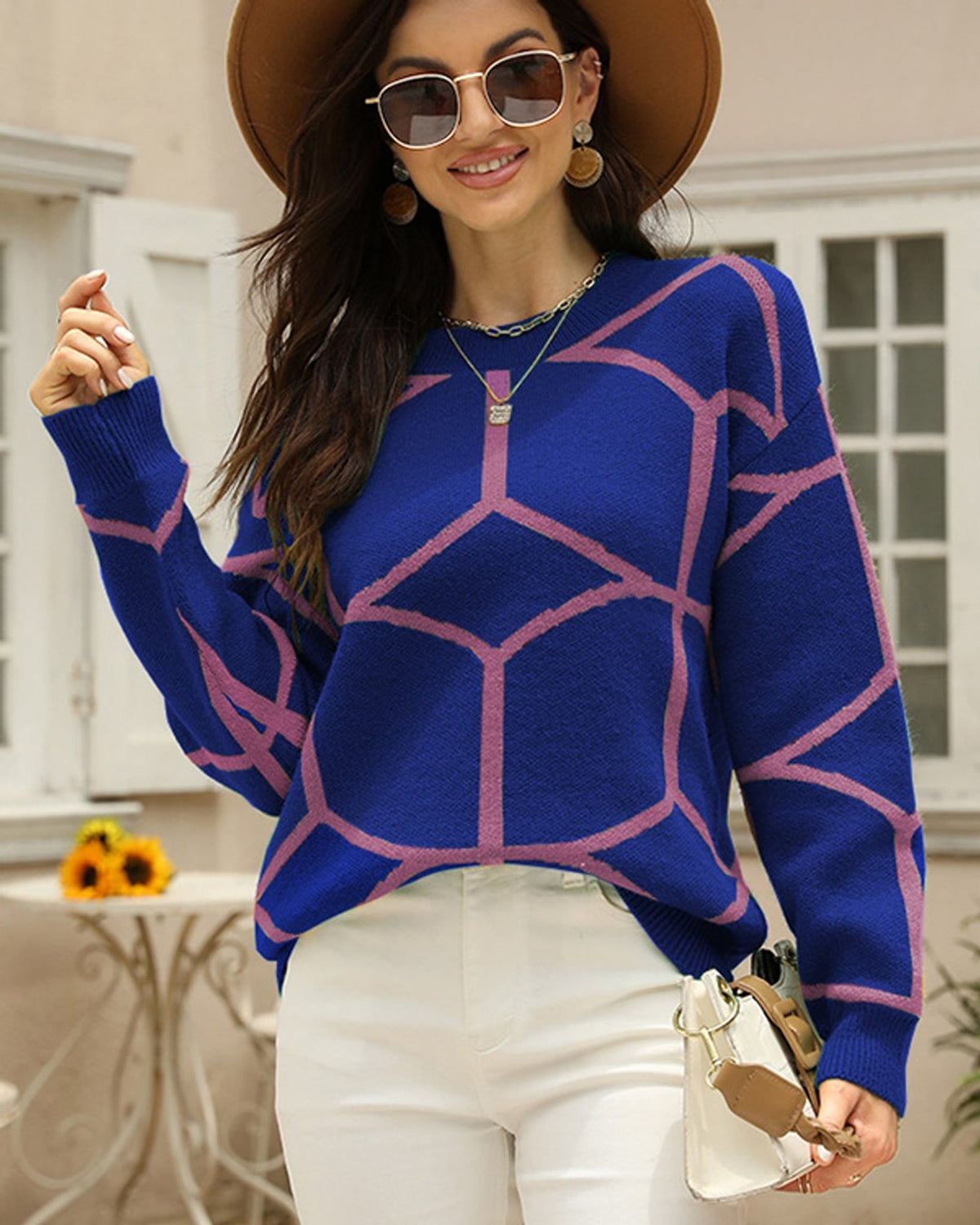 Léa Abstract Geometric Knit Pullover