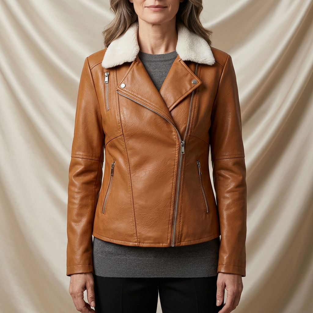 Penelope Vegan Leather Aviator Jacket