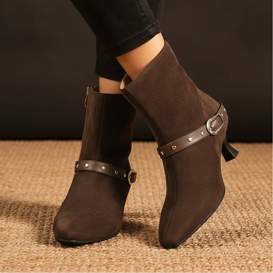Élise Vegan Suede Short Western Booties