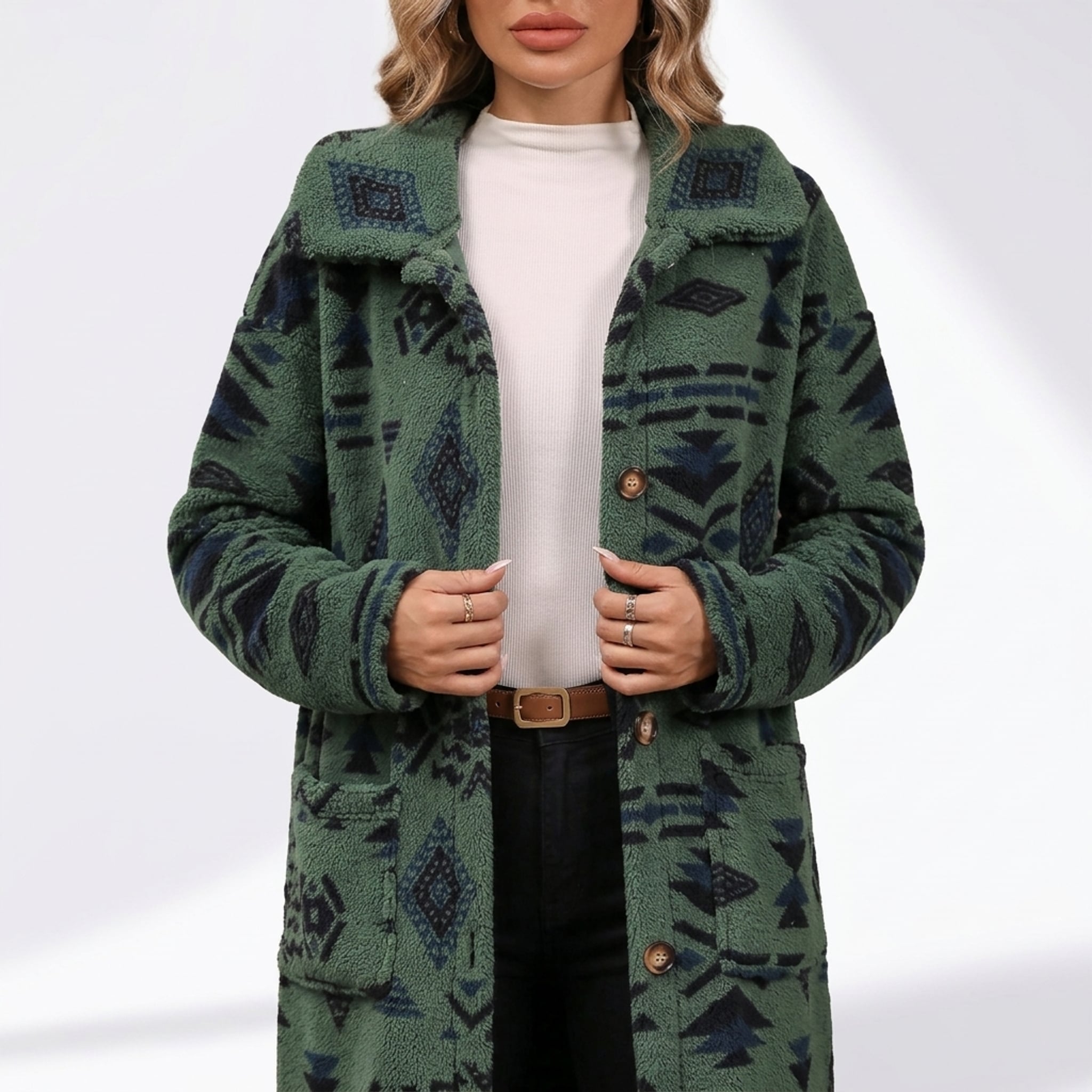 Léa Women's Long Winter Boho Indigenous Coat