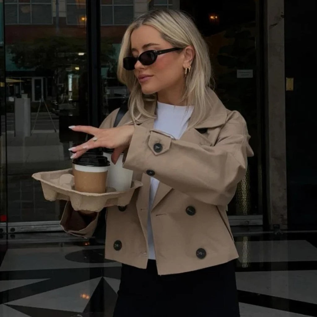 Léa Cropped Double-Breasted Trench Jacket