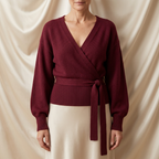 Léa Cross V-Neck Tie Waist Sweater