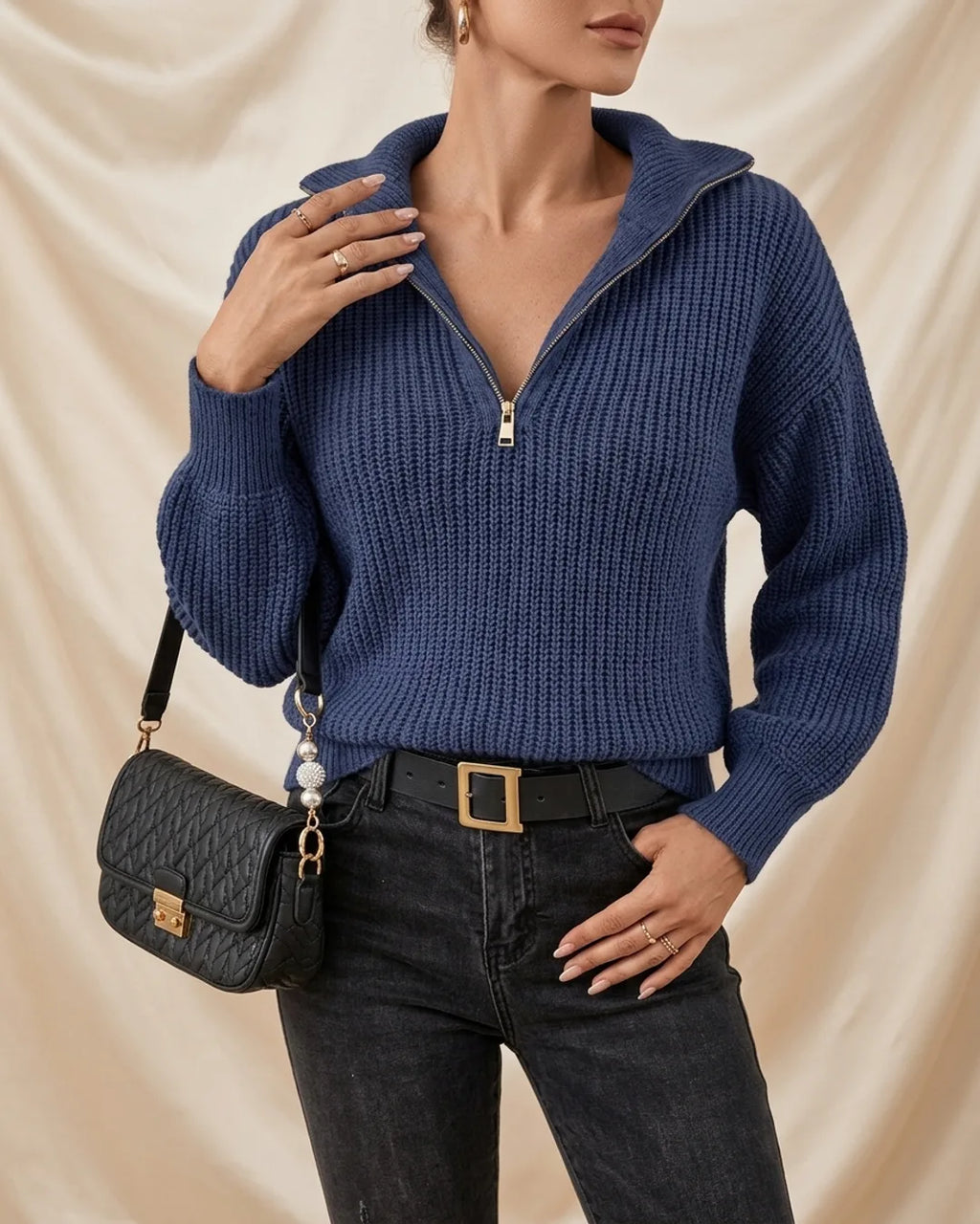 Léa Quarter-Zip Knit Pullover