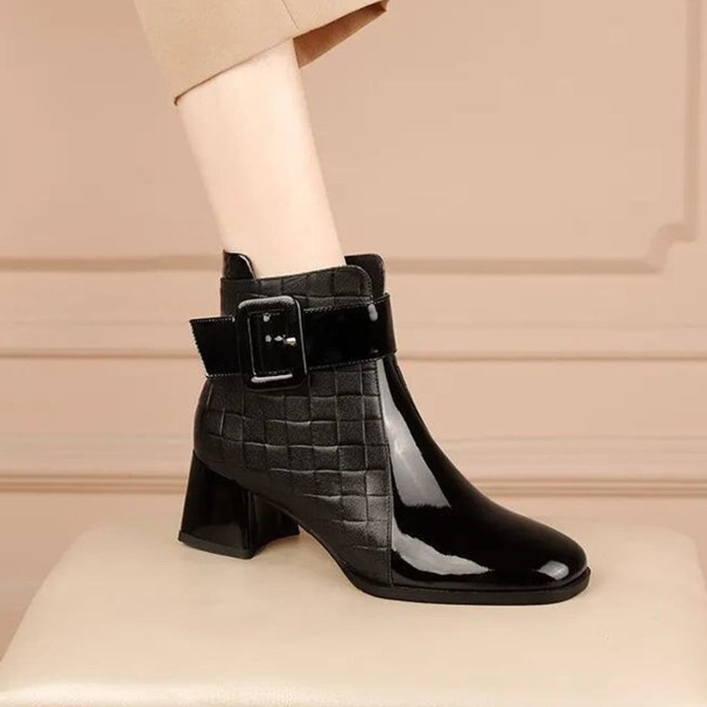 Élise Square Toe Chunky Heel Booties